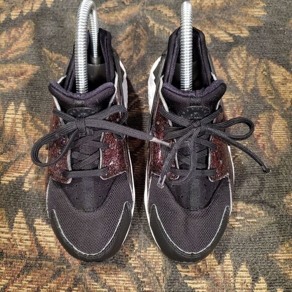 Nike Huarache Black Glitter Shoes - Picture 1 of 6